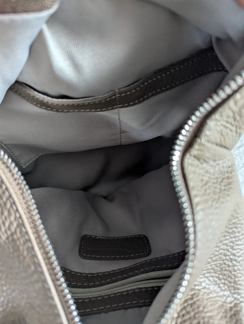Valentina Pebbled Leather Taupe Multi-Wear Sling Backpack Bag